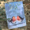 Alex Clark Christmas 100% Cotton Tea Towel - Robins & Mistletoe