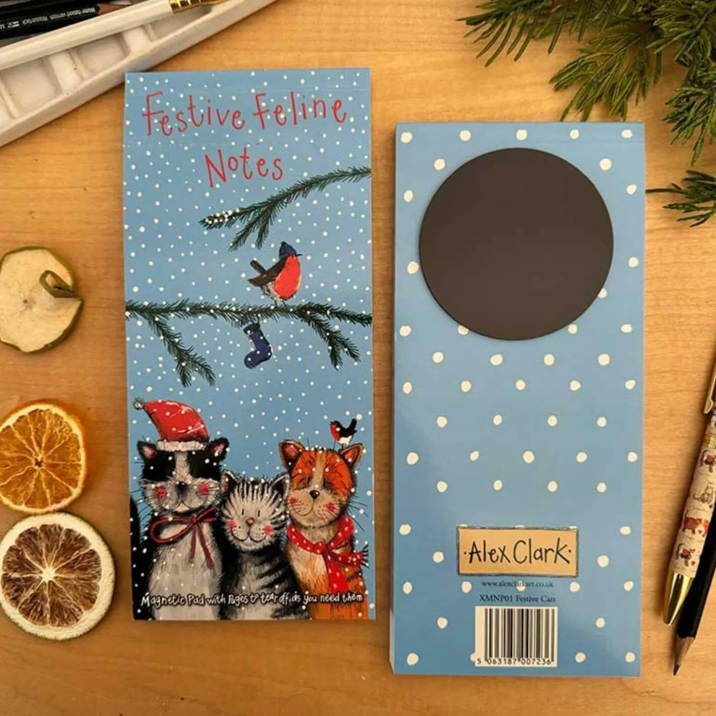 Alex Clark Christmas Magnetic To Do List - Festive Cats