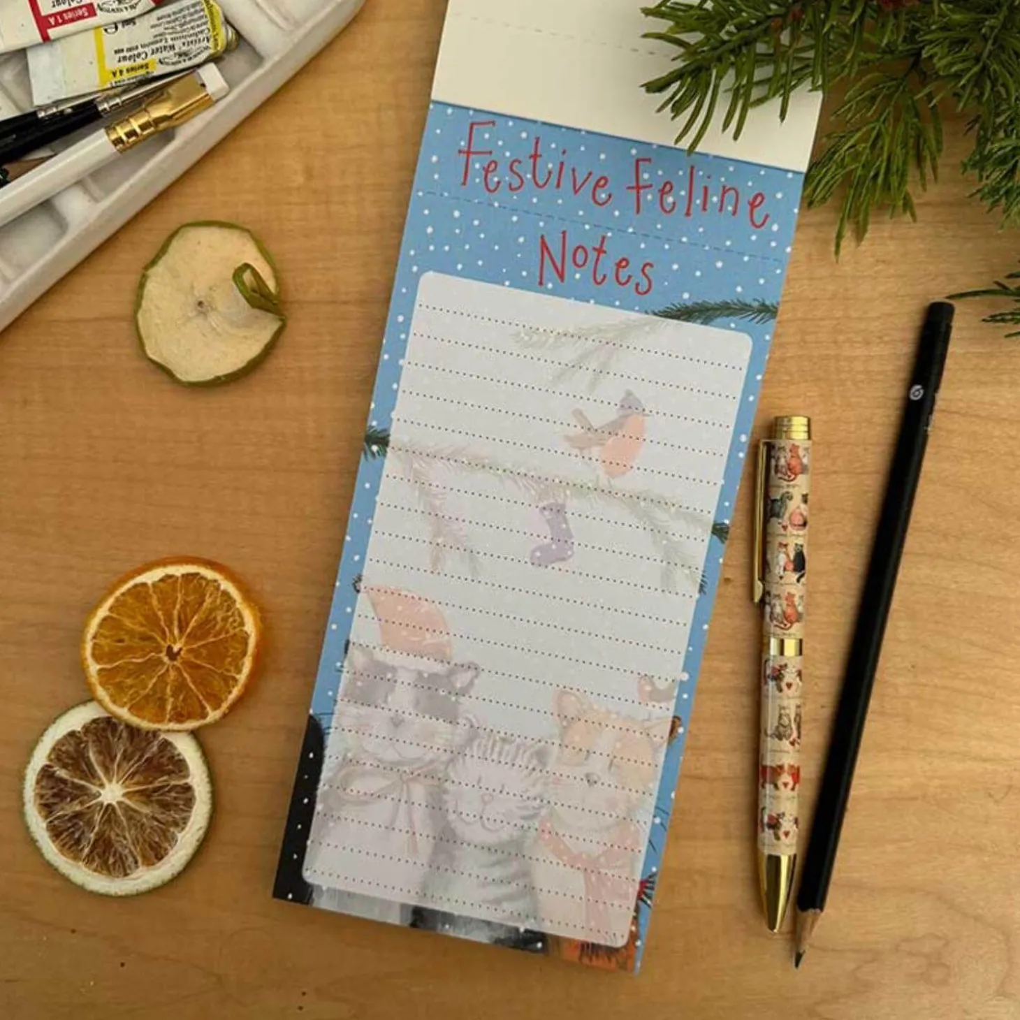 Alex Clark Christmas Magnetic To Do List - Festive Cats