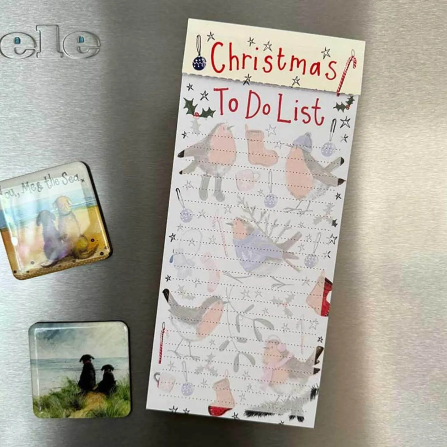 Alex Clark Christmas Magnetic To Do List - Festive Robins