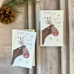 Alex Clark Christmas Pack of 5 Thank You Notelets - Reindeer