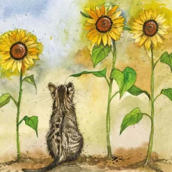Alex Clark Coasters - Cat & Sunflowers