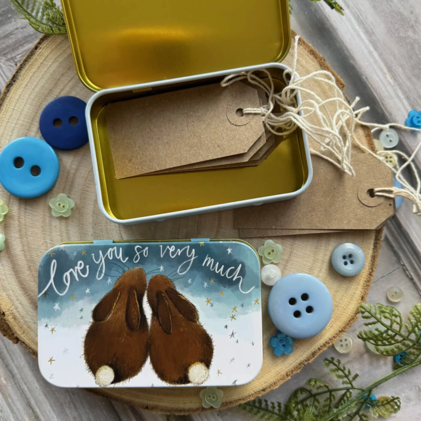 Alex Clark Small Rectangular Tin - Bunny Love