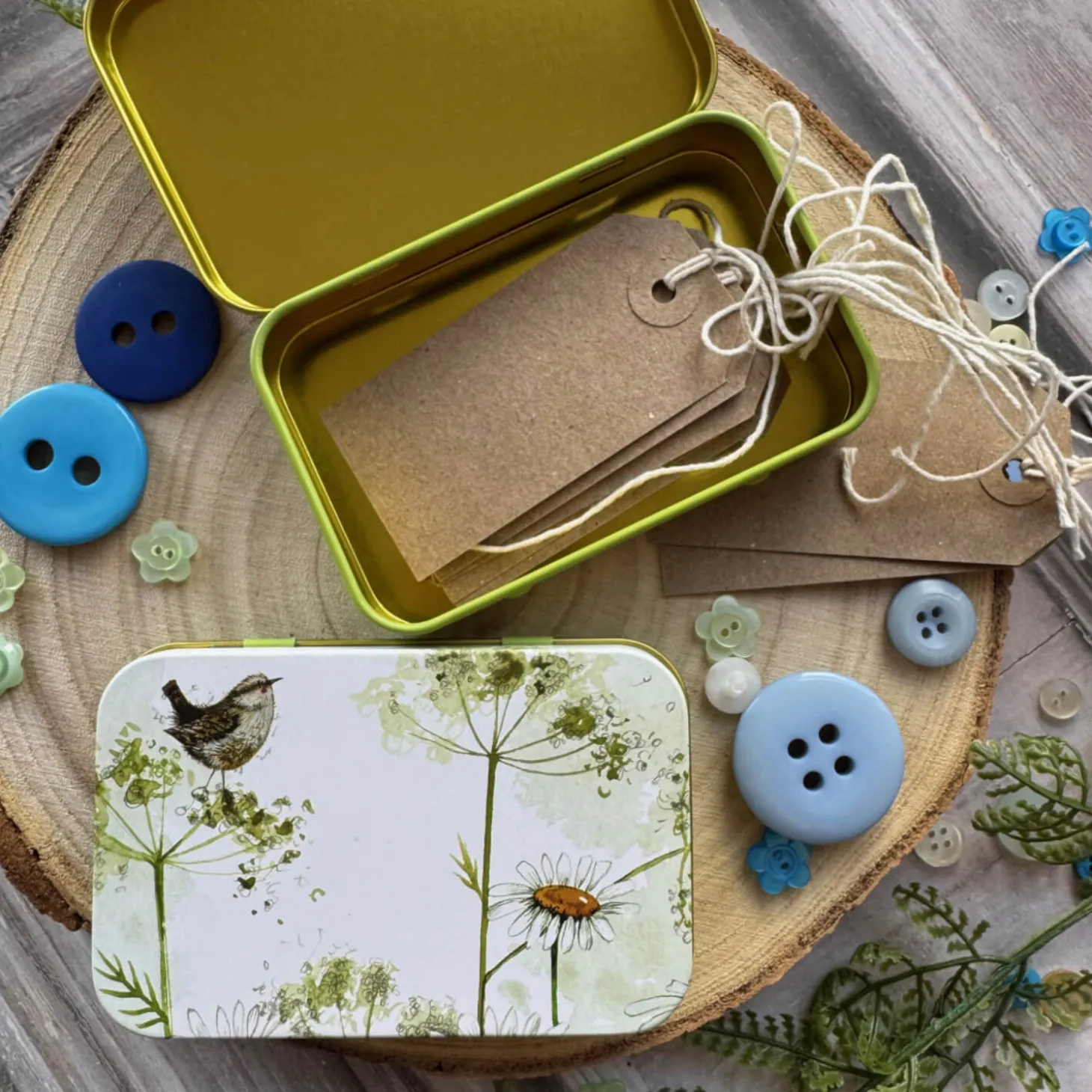 Alex Clark Small Rectangular Tin - Wren & Daisies
