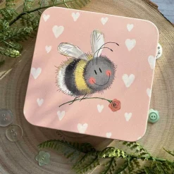 Alex Clark Small Square Tin - Bee And Flower
