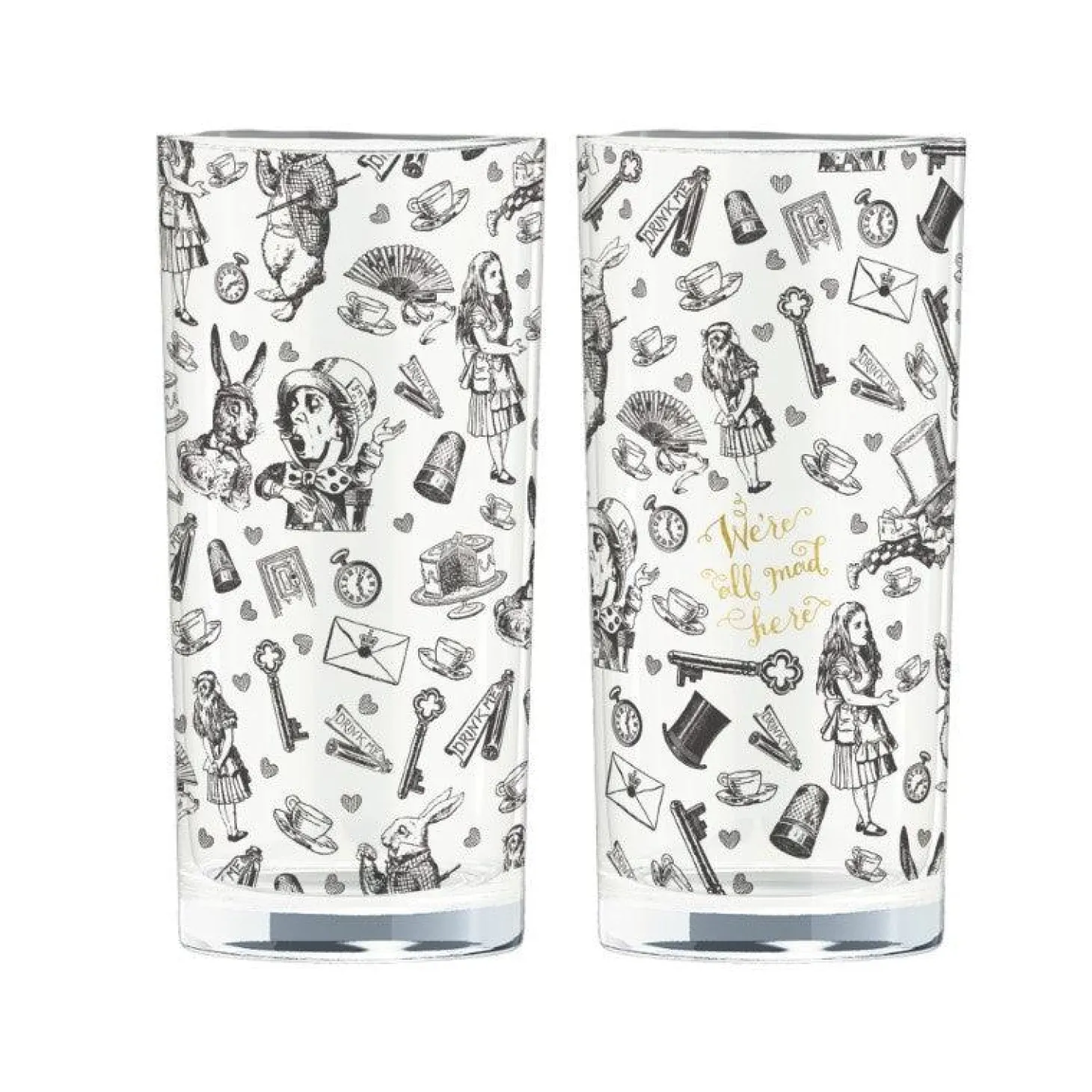 Alice in Wonderland 2 Piece Hiball Glass Set