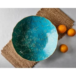 Anton Studio Designs Marbled Lagoon Glass Bowl - 39.5cm