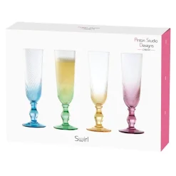 Anton Studios Design Swirl 4 Piece Champagne Glass Set