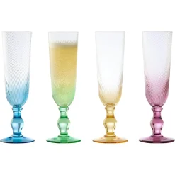 Anton Studios Design Swirl 4 Piece Champagne Glass Set