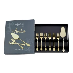 Arthur Price Champagne Avalon Stainless Steel Pastry Fork & Server Set - 7-Piece