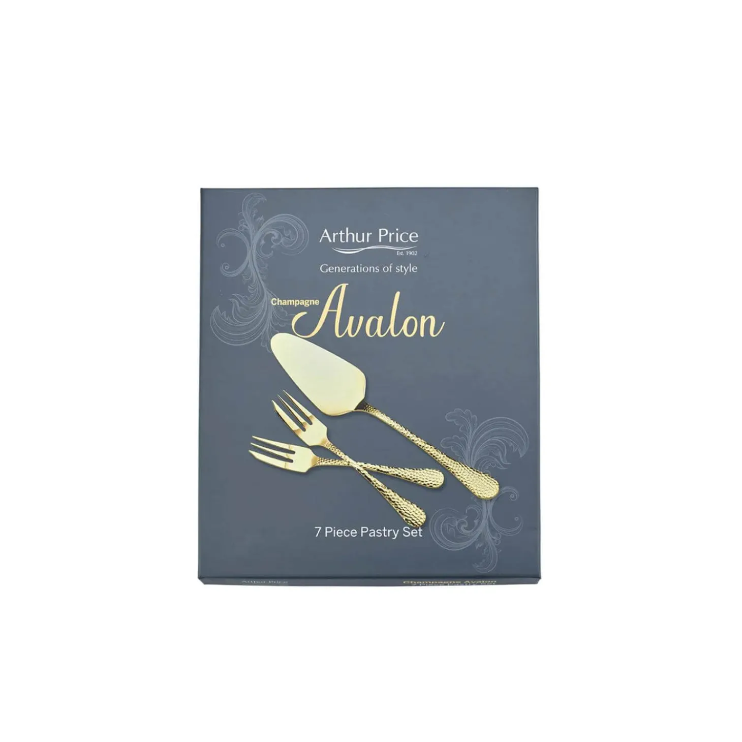 Arthur Price Champagne Avalon Stainless Steel Pastry Fork & Server Set - 7-Piece