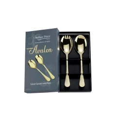 Arthur Price Champagne Avalon Stainless Steel Fork & Spoon Salad Serving Set
