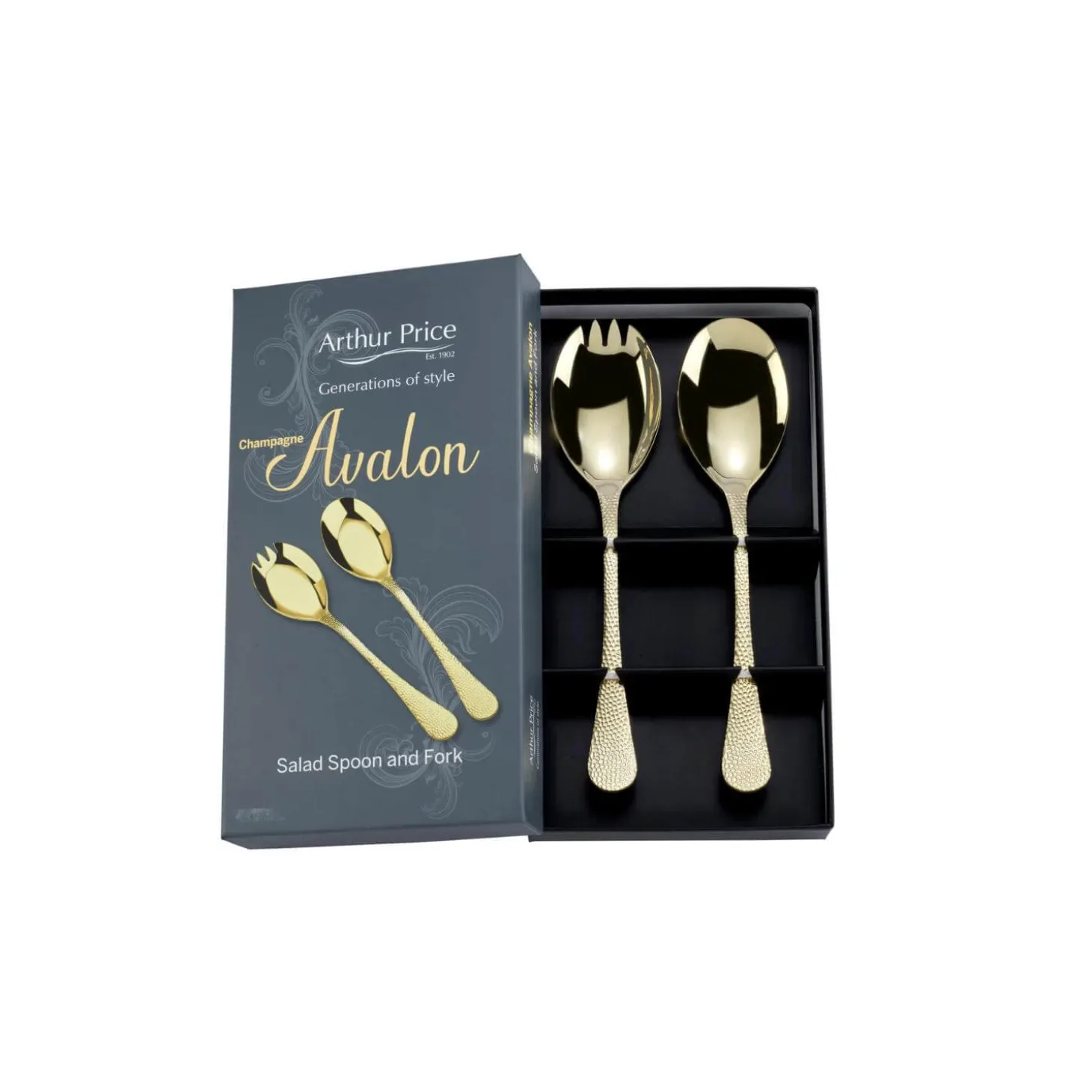 Arthur Price Champagne Avalon Stainless Steel Fork & Spoon Salad Serving Set