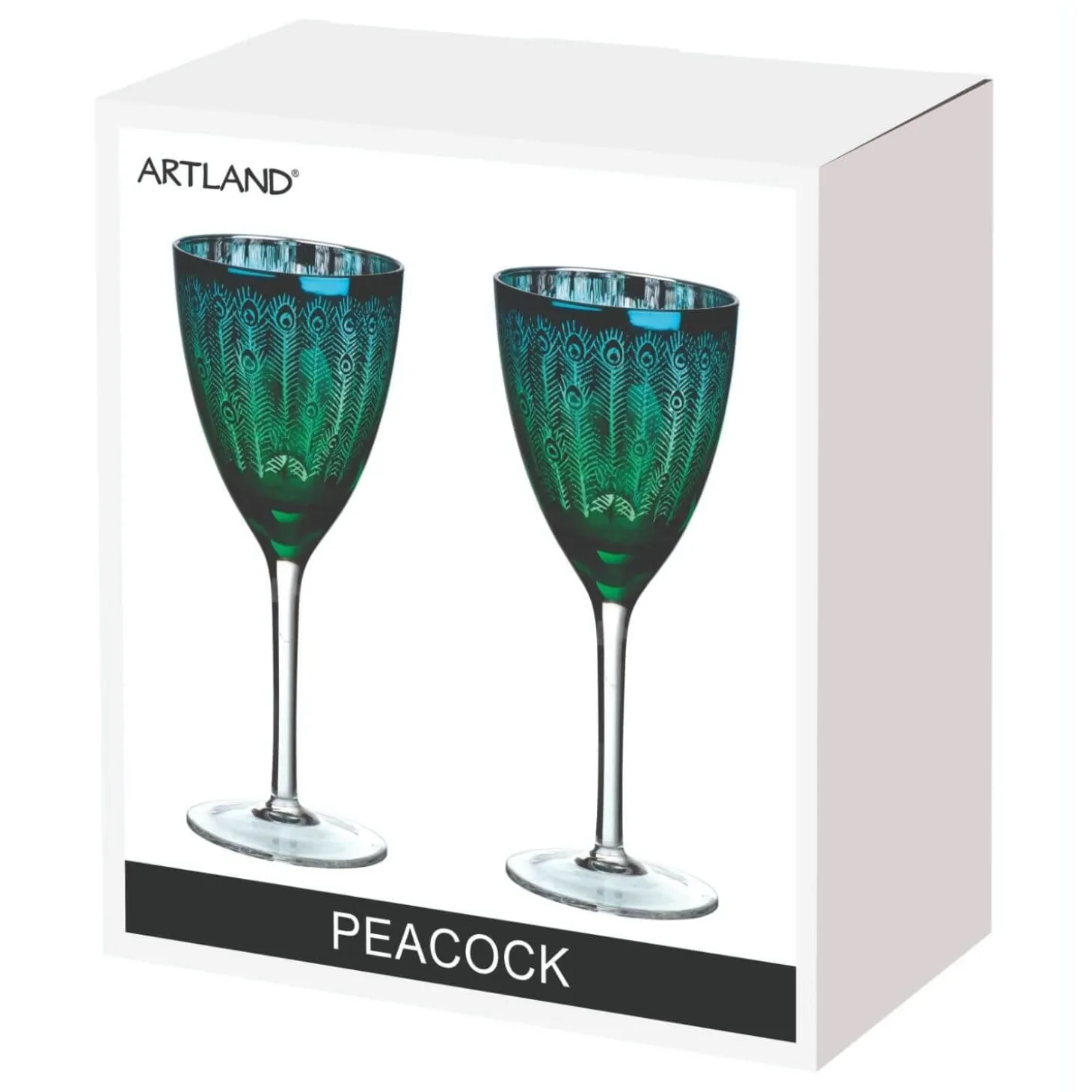 Artland Peacock 2 Piece Wine Glass Set