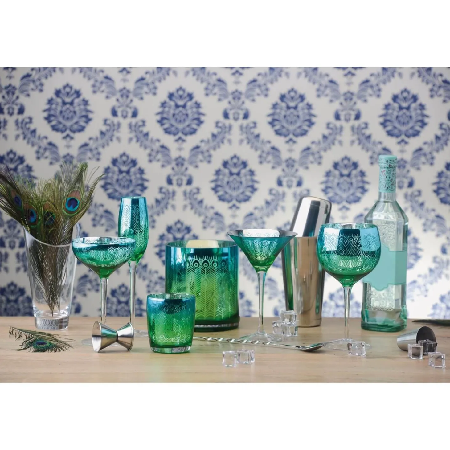 Artland Peacock 2 Piece Wine Glass Set