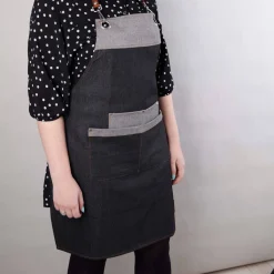 Barbary & Oak Denim Apron With Leather Detail