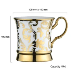 Bia International Porcelain Acanthus 400ml Mug - Gold