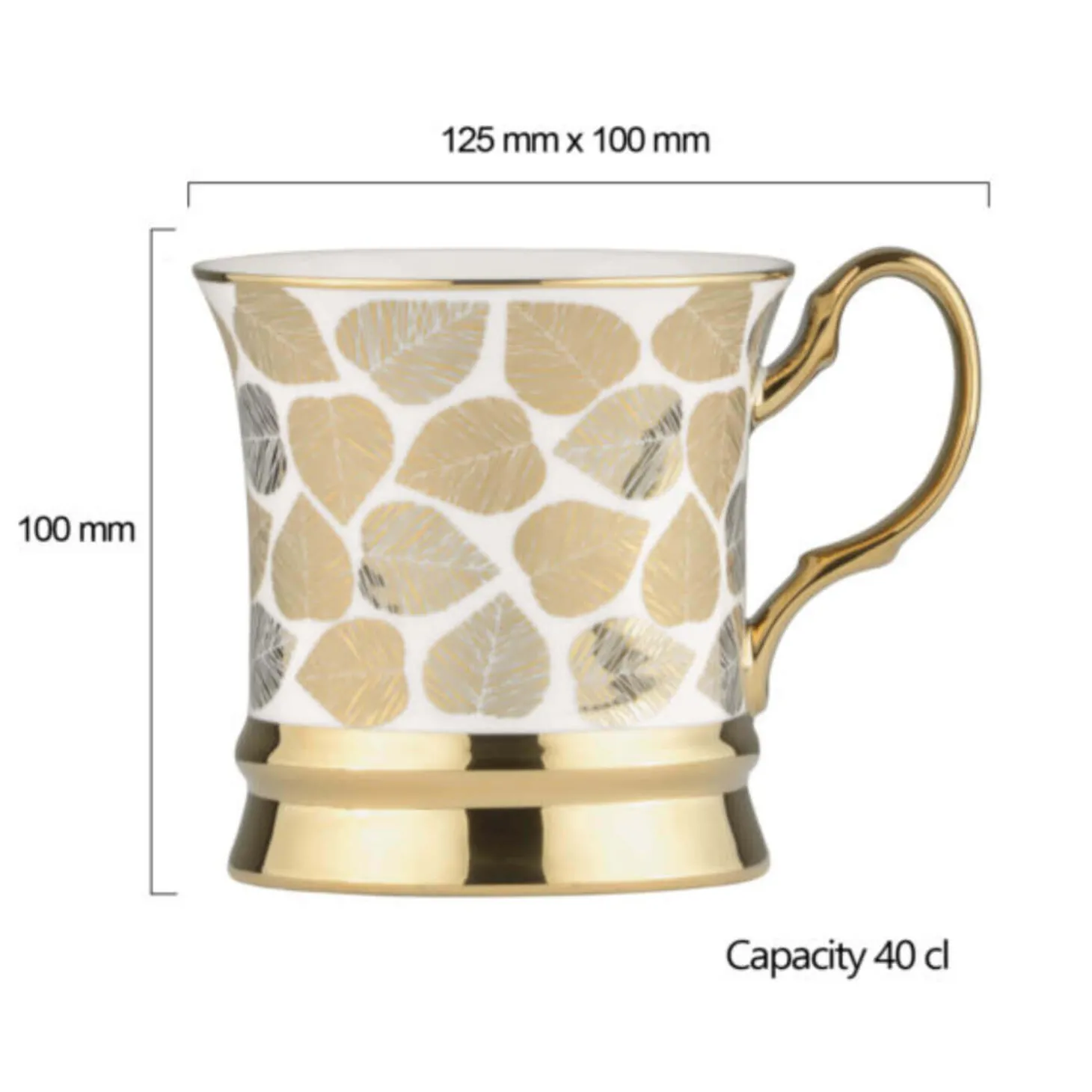 Bia International Porcelain Leaf 400ml Mug - Gold
