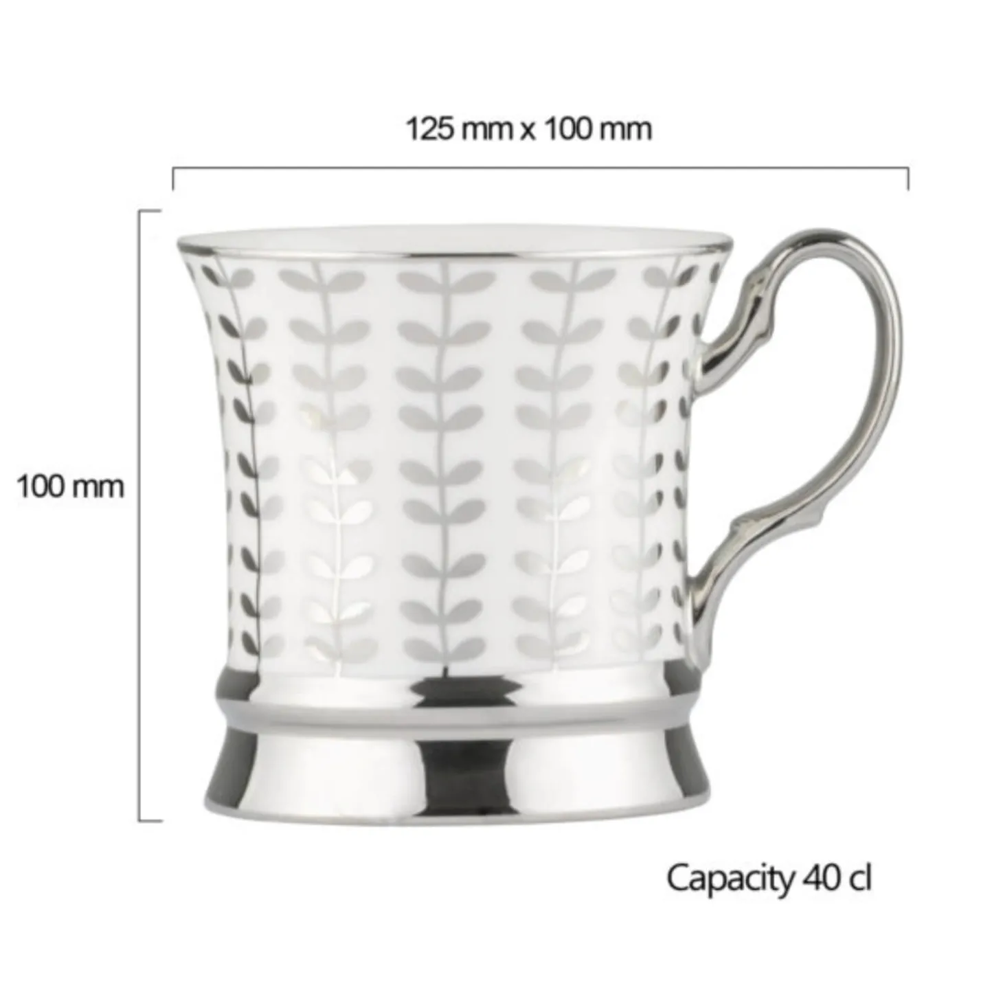 Bia International Porcelain Vine 400ml Mug - Platinum
