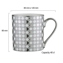 Bia International Porcelain Tartan 400ml Mug - Platinum