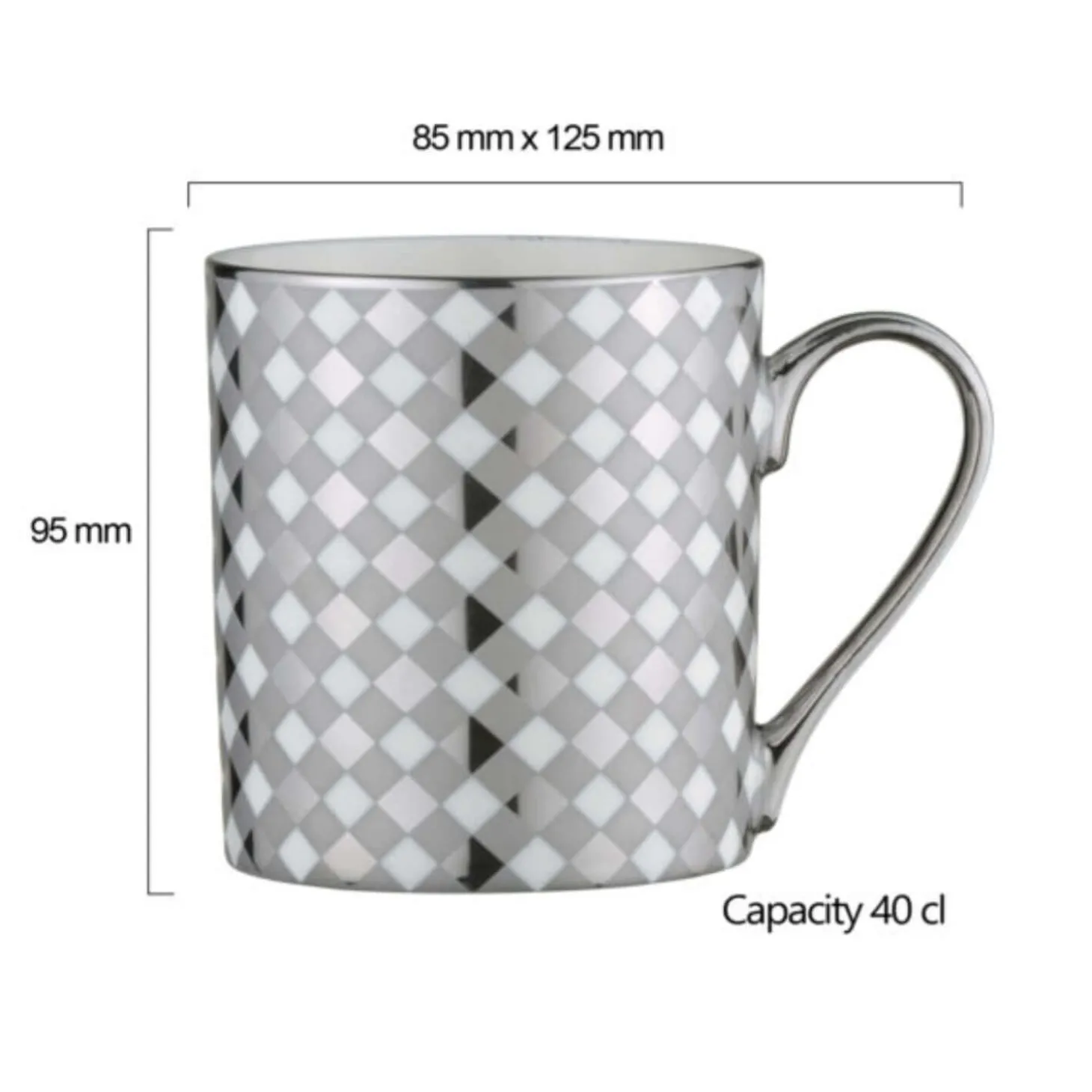 Bia International Porcelain Tartan 400ml Mug - Platinum