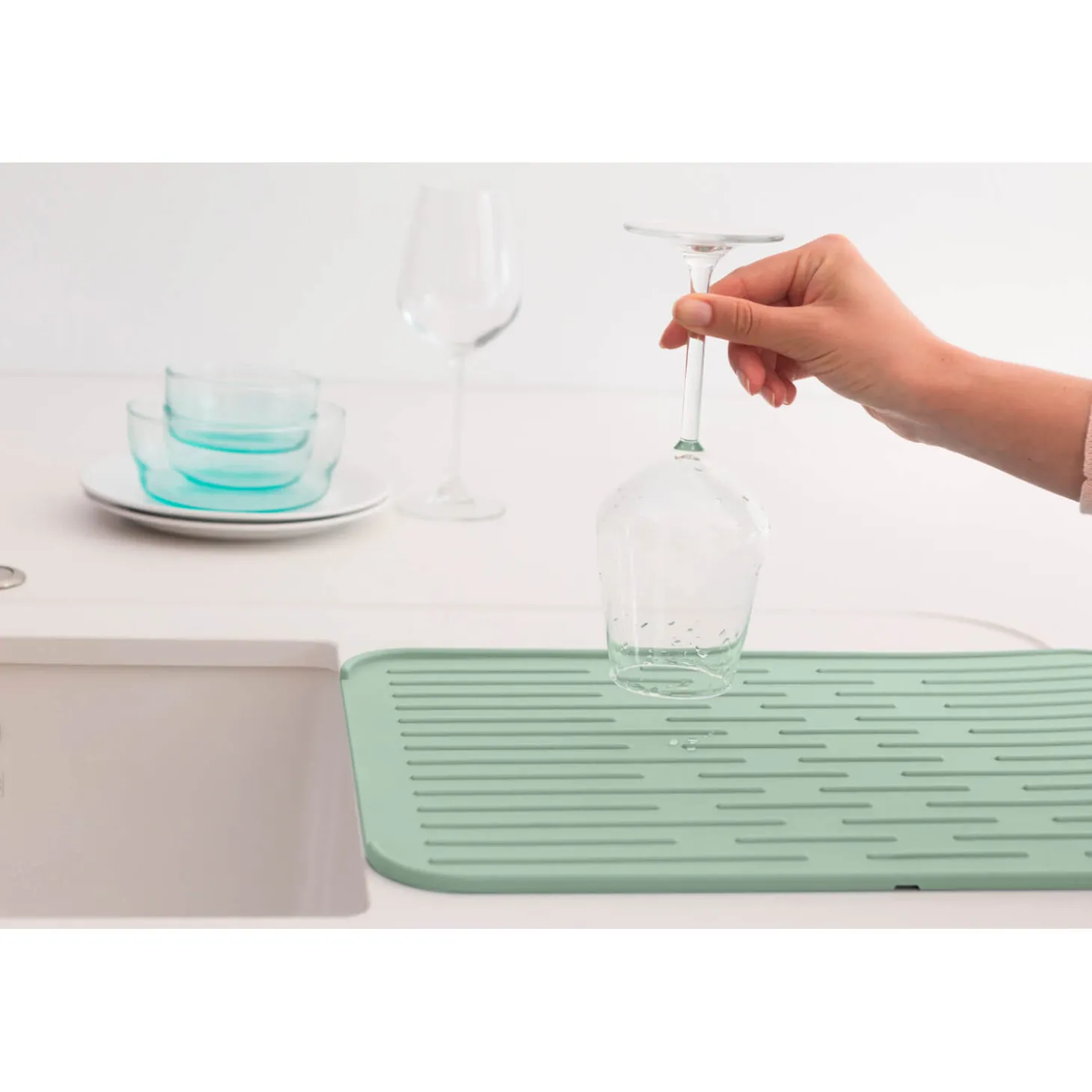 Brabantia SinkSide Silicone Dish Drying Mat - Jade Green