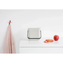 Brabantia Sort & Go 6 Litre Waste Bin - Light Grey