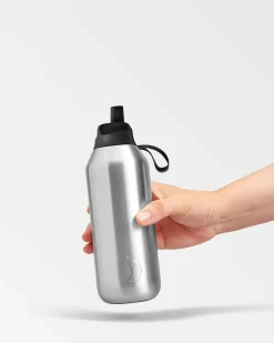 Chilly's Series 2 Flip Reusable 500ml 90% Recycled Stainless Steel Water Bottle