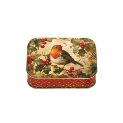 Christmas Small Rectangular Tin - Robin