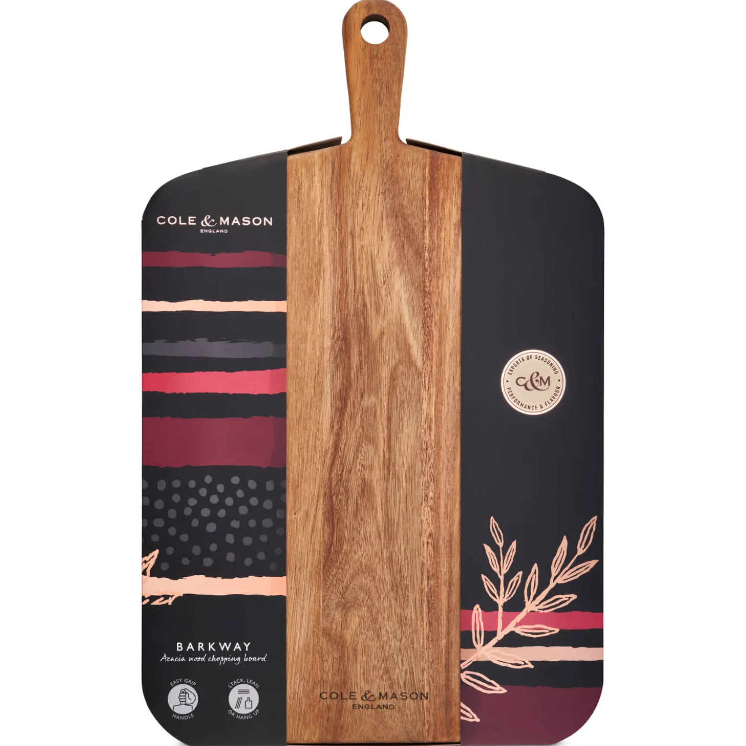 Cole & Mason Barkway Acacia Wood Cutting Board with Handle - Large