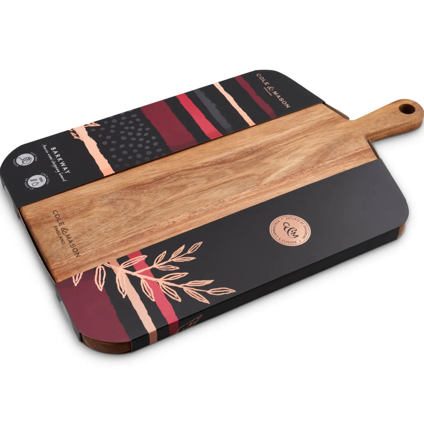 Cole & Mason Barkway Acacia Wood Cutting Board with Handle - Large