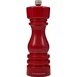 Cole & Mason London 18cm Beech Wood Pepper Mill - Gloss Red