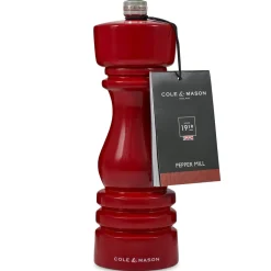 Cole & Mason London 18cm Beech Wood Pepper Mill - Gloss Red