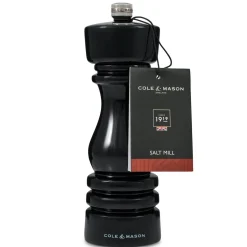 Cole & Mason London 18cm Beech Wood Salt Mill - Gloss Black