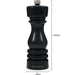 Cole & Mason London 18cm Beech Wood Salt Mill - Gloss Black
