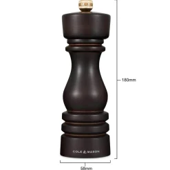 Cole & Mason London 18cm Beech Wood Pepper Mill - Chocolate