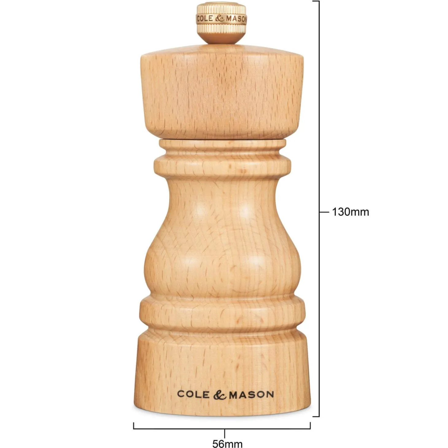 Cole & Mason London 13cm Beech Wood Pepper Mill - Natural Beech