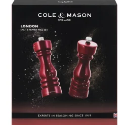 Cole & Mason London 18cm Salt & Pepper Mill Set - Red Gloss