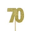 Creative Party Glitter No. 70 Numeral Moulded Cupcake Toppers - Gold