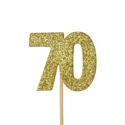 Creative Party Glitter No. 70 Numeral Moulded Cupcake Toppers - Gold