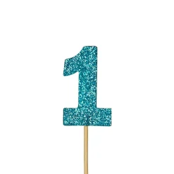 Creative Party Glitter No. 1 Numeral Cupcake Toppers - Blue