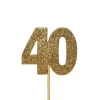 Creative Party Glitter No. 40 Numeral Moulded Cupcake Toppers - Gold