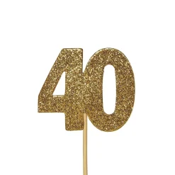 Creative Party Glitter No. 40 Numeral Moulded Cupcake Toppers - Gold