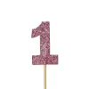 Creative Party Glitter No. 1 Numeral Cupcake Toppers - Pink