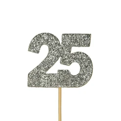 Creative Party Glitter No. 25 Numeral Moulded Cupcake Toppers - Silver