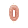 Creative Party Glitter Numeral Moulded Rose Gold Pick Candle - Age 0