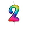 Creative Party Metallic Numeral Moulded Rainbow Pick Candle - Age 2