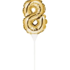 Creative Party No. 8 Self-Inflating Mini Balloon Cake Topper - Gold