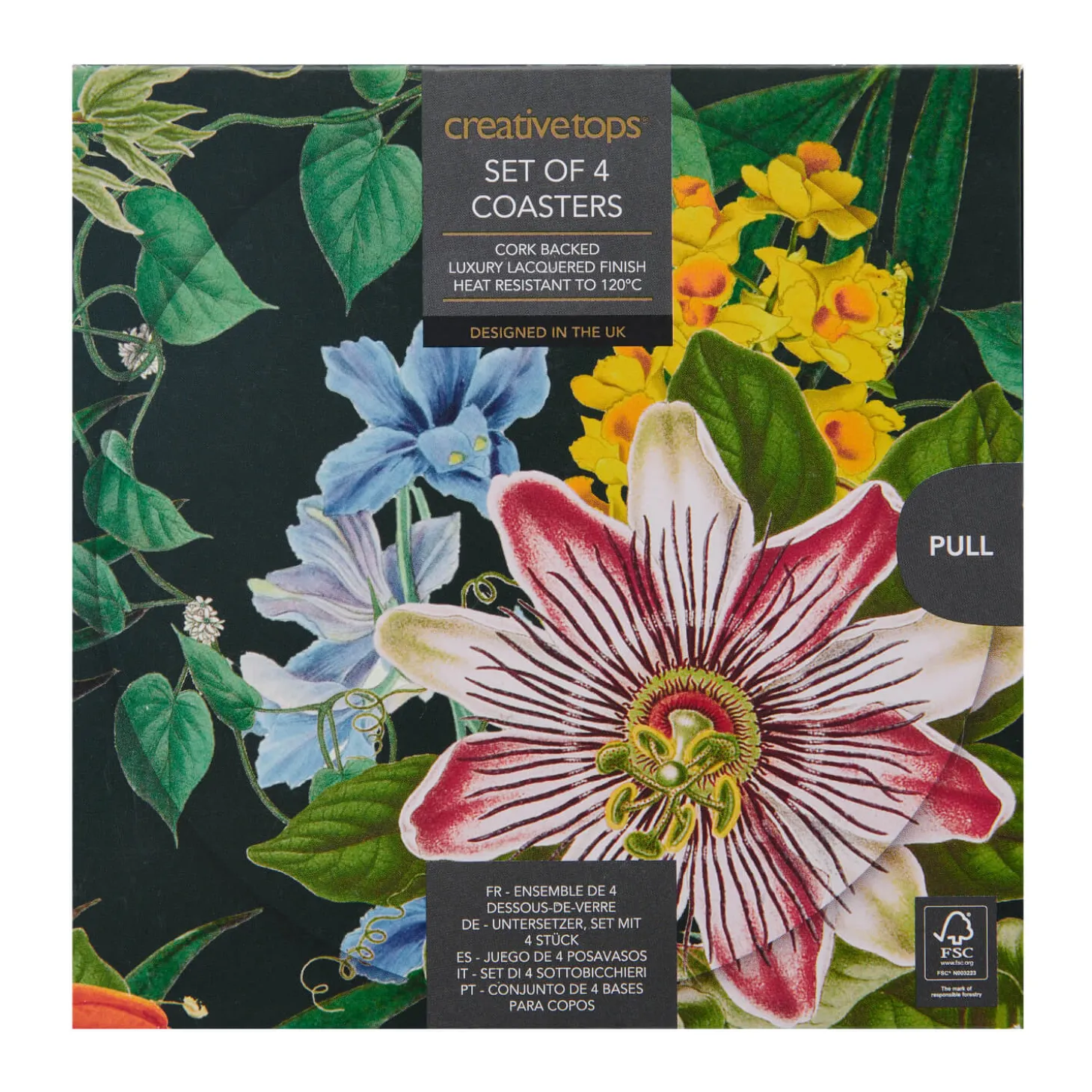 Creative Tops Set Of 4 Round Coasters - Floral