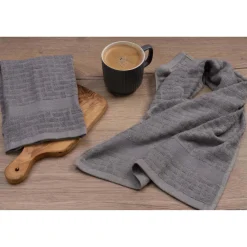 Cuisinart Pack of 2 Antimicrobial Professional Bamboo Sculpted Tea Towel - Light Grey